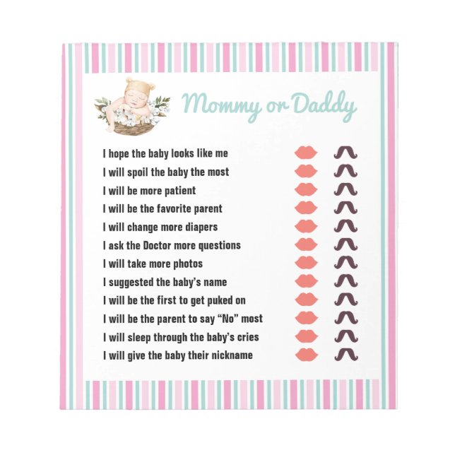 Bloc-note Carte De Jeu Personnalisable Pour Maman Ou Papa Ba (Devant)