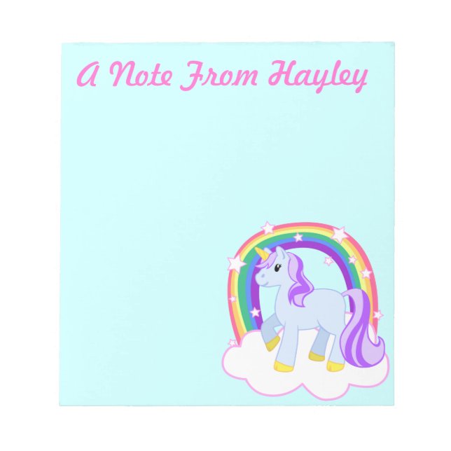 Bloc-note Carte de note Unicorne Cute personnalisée (Devant)