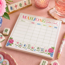Carte de pointage de Mahjong à motif floral