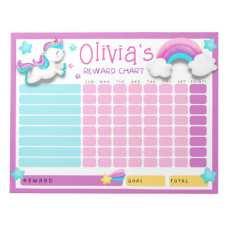 Bloc-note Carte de récompense pour enfants Unicorn mignonne