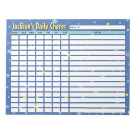 Bloc-note Carte des corvées quotidiennes des étoiles bleues 