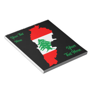 Bloc-note Carte du Liban avec drapeau
