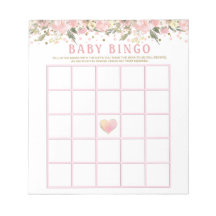Cartes de jeu de Baby shower Floral Pink Gold