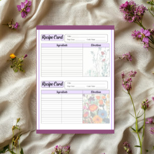 Bloc-note Cartes de recettes du Jardin Violet en Fleur