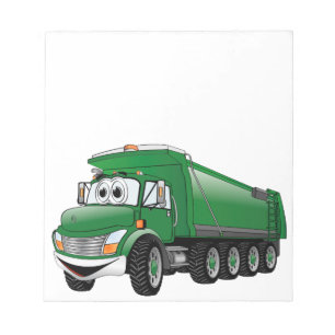 Bloc-note Cartoon 10w pour camion à vidange verte