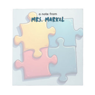 Bloc-note Cartoony Puzzle Pièces Enseignant Cadeau