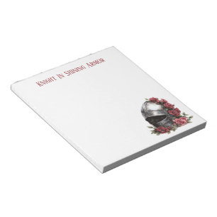 Bloc-note Casque de Chevalier en Armure Brillante Roses Roug
