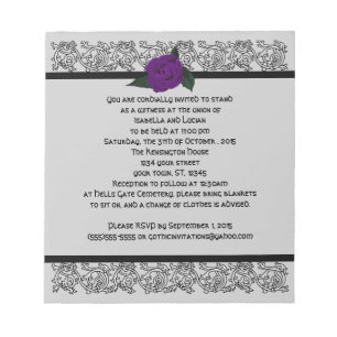 Bloc-note Celtic Knot Infinity Rose Goth Wedding Invitation 