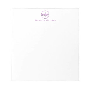 Bloc-note Cercle violet violet moderne de deux monogrammes i