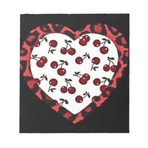 Bloc-note Cerises RAB Imprimé Léopard Cœur Rockabilly