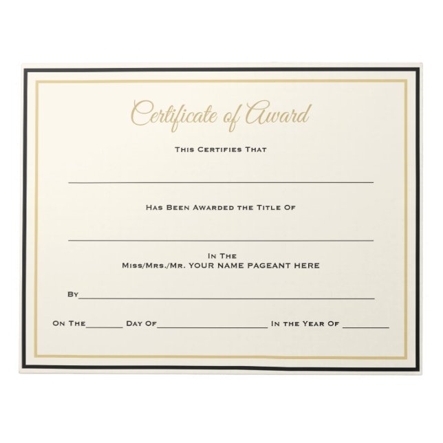 Bloc-note Certificats de concours (Devant)