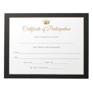 Bloc-note Certificats de concours de style Miss America - pa