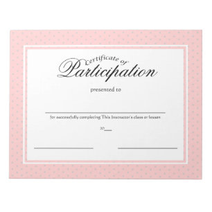 Bloc-note Certificats de participation