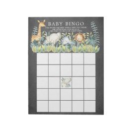Bloc-note Chalkboard Jungle Animaux Baby shower Bingo Jeu