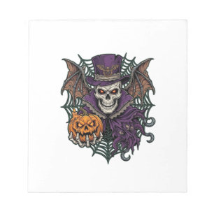 Bloc-note Chapeau Haut de Forme de Crâne de Halloween Chauve
