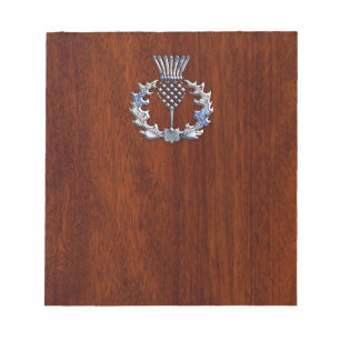 Bloc-note Chardon écossais en chrome et bois d'acajou élégan