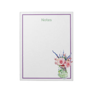 Bloc-note Charmant cahier de notes à motif floral aquarelle
