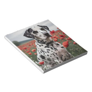 Bloc-note Charmant Chien De Dalmation Dans Le Champ De Pavot