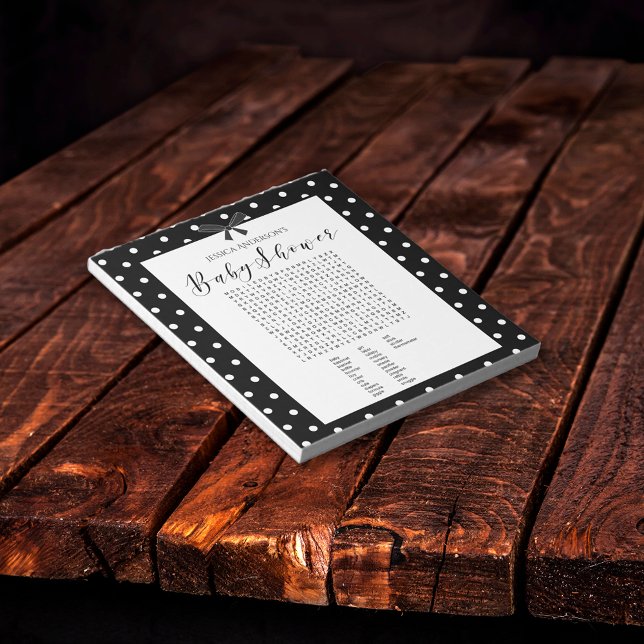 Bloc-note Charming Black White Baby shower Word Trouver Jeu (Créateur téléchargé)