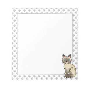 Bloc-note Chat Birman / Ragdoll au point chocolat tabby & Pa