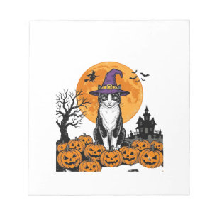 Bloc-note Chat de Halloween Sorcière Citrouille Vintage Épou