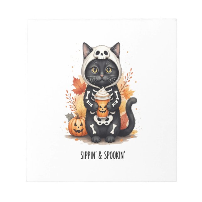 Bloc-note Chat mignon d'Halloween effrayant (Devant)