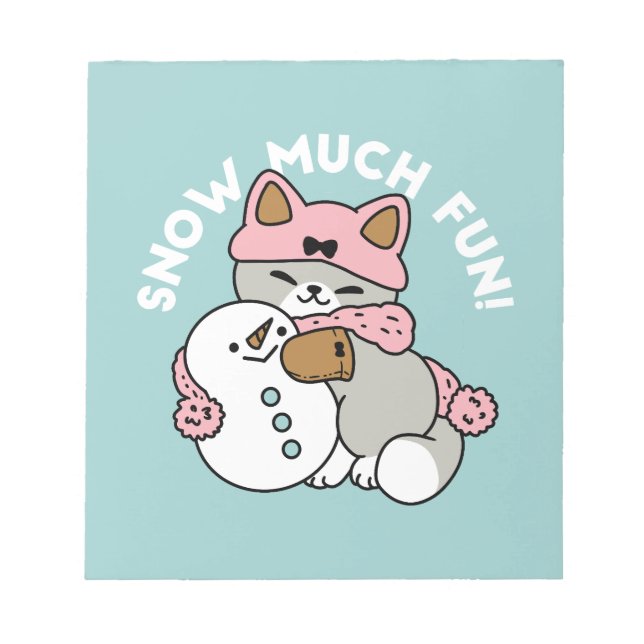 Bloc-note Chat mignon en Engin à neige avec Art Snowman (Devant)