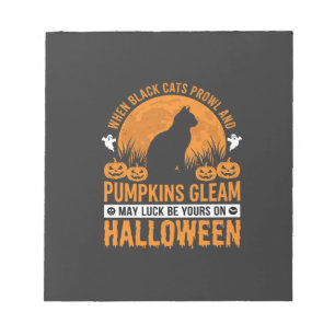 Bloc-note Chat noir citrouille lune design Halloween_1