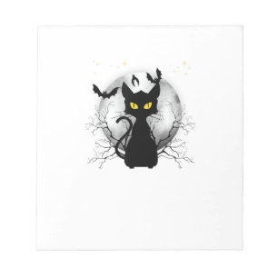Bloc-note Chat noir pleine lune chauves-souris et nuit étoil