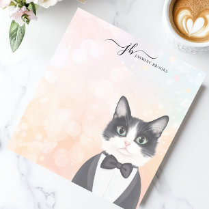 Bloc-note Chat Tuxedo Élégant Aquarelle Personnalisé
