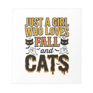 Bloc-note Chats d'automne fille d'Halloween Graphisme Vintag