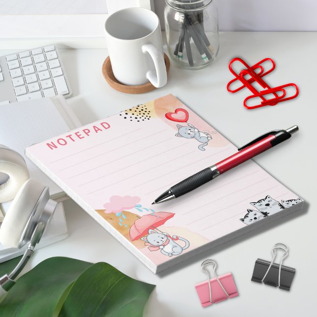 Bloc-note Chats mignons Parapluie Balloon rose à thème uni (Créateur téléchargé)