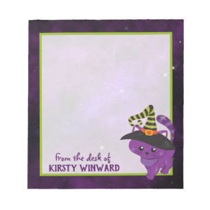 Bloc-note Chatte Halloween sorcière violette mignonne
