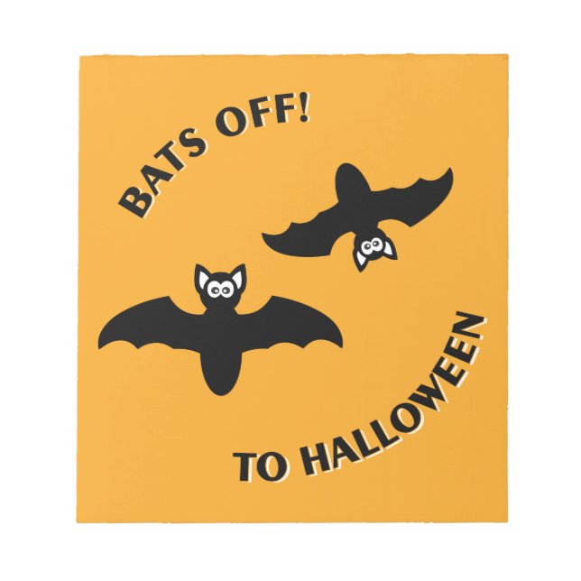 Bloc-note Chauve-souris de Halloween Carré orange (Devant)