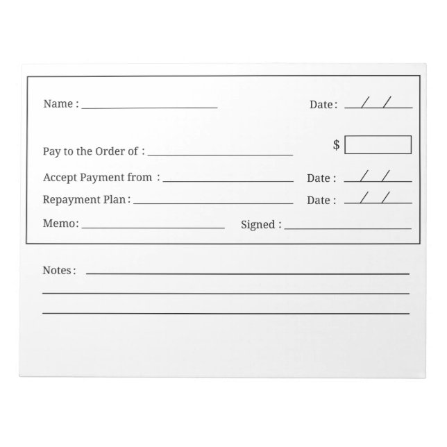 Bloc-note Check en blanc - Affirmation - Notepad (Devant)