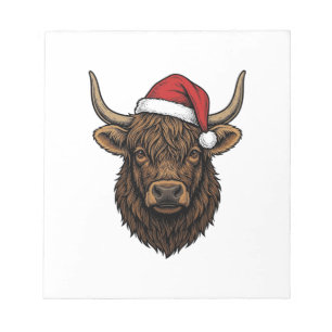 Bloc-note Chemise Chapeau de Père Noël Vache Highland Noël V