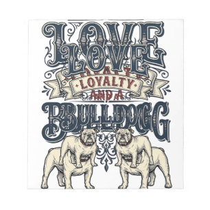 Bloc-note Chemise d'amour Bulldog Gravure vintage Citation d