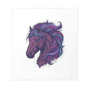 Bloc-note Chemise d'art de tête de cheval colorée gravée vin