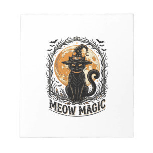 Bloc-note Chemise de chat sorcière Design de lune Halloween 