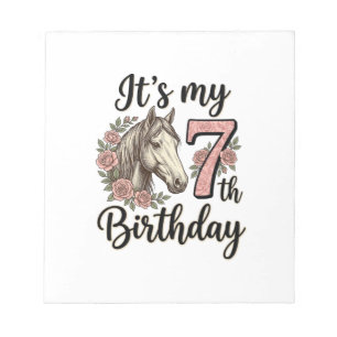 Bloc-note Chemise Fille 7ème Anniversaire Cheval Floral Vint