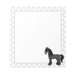 Bloc-note Cheval de dessin animé Black Gypsy Vanner Clydesda