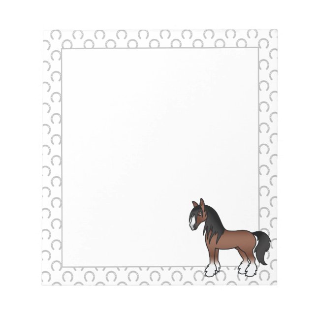 Bloc-note Cheval de dessin Brown Gypsy Vanner Clydesdale Shi (Devant)