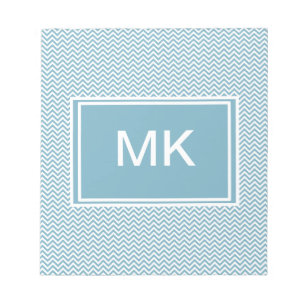 Bloc-note Chevron bleu avec le monogramme