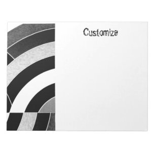 Bloc-note chevrons modernes incurvés noir/blanc chic