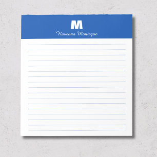 Bloc-note Chic Bleu Cobalt Papier Personnalisé avec Monogram