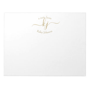 Bloc-note Chic Girly Gold Blanc 2 Monogramme initial