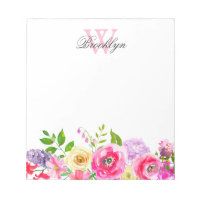Chic rose clair violet floral Monogramme