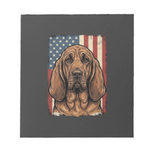 Bloc-note Chien Bloodhound Patriotique Drapeau Américain Art