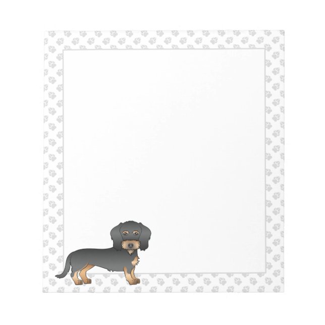 Bloc-note Chien Dachshund, Fils Noir Et Tan, Avec Pâtes (Devant)