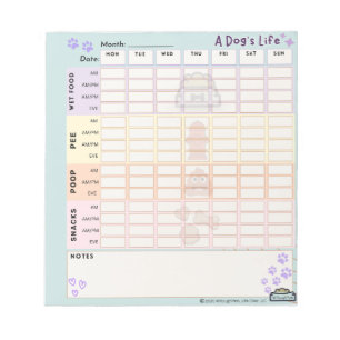 Bloc-note Chien Daily Tracker Notepad 40 feuilles avec Début